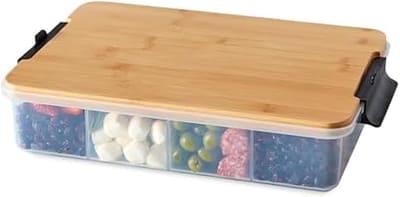 Farberware Snacklebox 11 x 16 Inch Bamboo Cutting Board with Lid