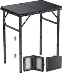 GARLLEN 2ft Folding Camping Table 22.8"x15.7" 3-Height Adjustable Max 27.5"