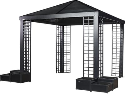 Sojag Havana Rustproof Aluminum Frame Gazebo with 6 Insulated Planters, Galvanized Steel Roof