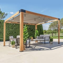 Backyard Discovery Brendan 12' x 10' Modern Cedar Wood Pergola Kit with Heavy-Duty Sun Shade
