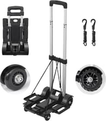 ToMaFu Small Lightweight Aluminum Folding Hand Truck, 4 Wheels Portable Luggage Cart