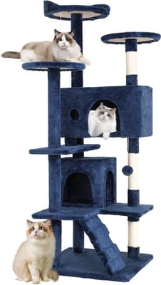 FDW | 54" Cat Tree Tower | Dark Blue | Multi-Level Indoor Activity Center