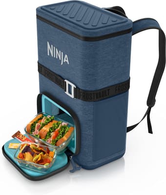 Ninja FrostVault Go Soft Backpack Cooler, Dry Storage, Lakeshore Blue