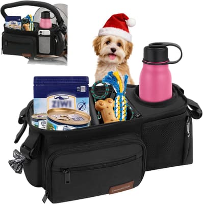 GarmentGlide Dog Stroller Bag Fits 14–19" Handles, Pet Stroller Caddy with Cup Holder