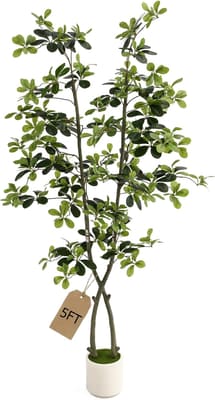 Huhemy 5ft Fake Olive Tree Artificial Indoor,Artificial Olive Tree with Pot,Large Olive