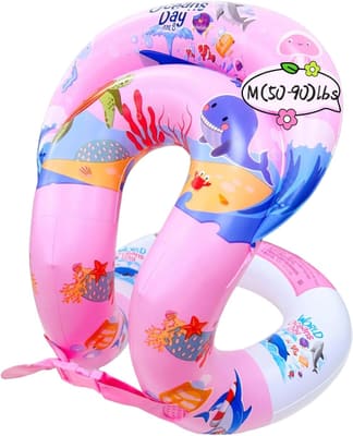 ENOMIN Floaties Swim Vest for Child, Portable Inflatable Pool Floats Swimming Ring, 90 lbs, Bundle of 3