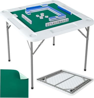 ExploreHorizon Mahjong Table 35.4 x 35.4-inch, 4 Player Folding Domino Table