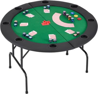 ECOTOUGE Round Poker Table Foldable, 8 Players Texas Holdem Table, Green