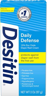 Desitin Daily Defense Diaper Rash Cream, 13% Zinc Oxide, 2 oz, Bundle of 5