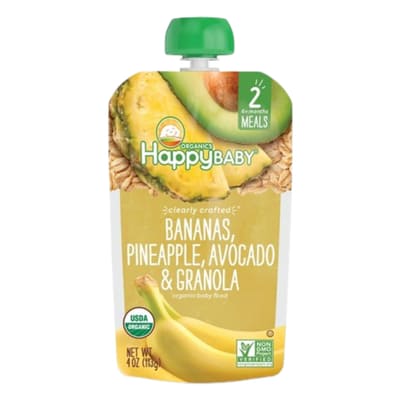 BABY, FOOD BANANAS PINEAPPLE AVOCADO & GRANOLA HAPPY BABY 16 (cropped candidate)