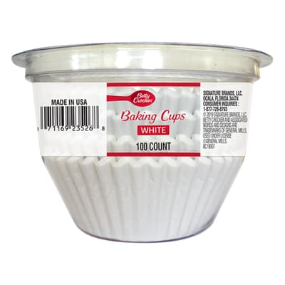 LINER, CUPCAKE WHITE BAKING CUP BETTY CROCKER 6/100CT