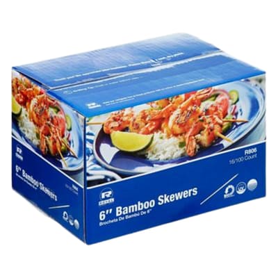 SKEWER, BAMBOO 6" 16X100 ROYAL 12/1600CT