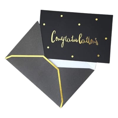 STATIONARY, CARD CONGRATULATIONS BLACK & GOLD WINOO DESI 36/