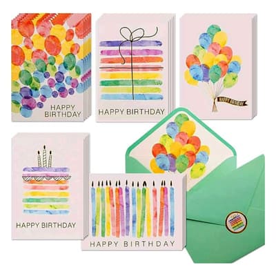 STATIONARY, CARD BIRTHDAY RAINBOW ASSORTED VNS CREATI 100/1C