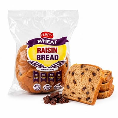 Purity Wheat Raisin Bread 12 Units / 155.9 g