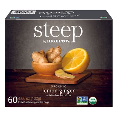 Steep Organic Lemon Ginger Tea 60 bags / 2.2 g / 0.07 oz