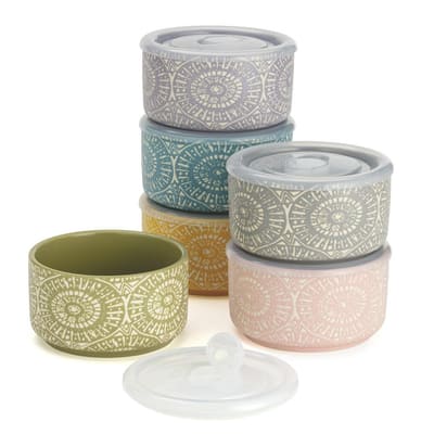 Signature Housewares Ceramic Bowl Set with Lids 12 Pieces