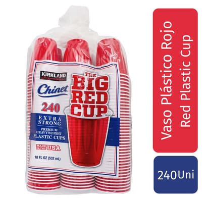 Kirkland Signature Disposable Extra Strong Red Plastic Cups 240 Units / 532 mL / 18 oz