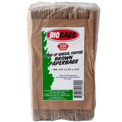 BioBags #10 Biodegradable Kraft Paper Bags 300 Units