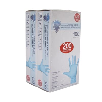 Sani-Guard Large Size Multipurpose Nitrile Disposable Gloves 2 Pack / 100 Units